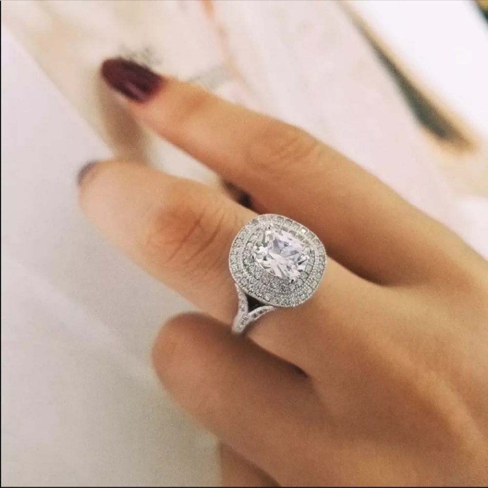 New Women’s 925 Silver Beautiful Diamond Engagement Ring - Picture 2 of 4